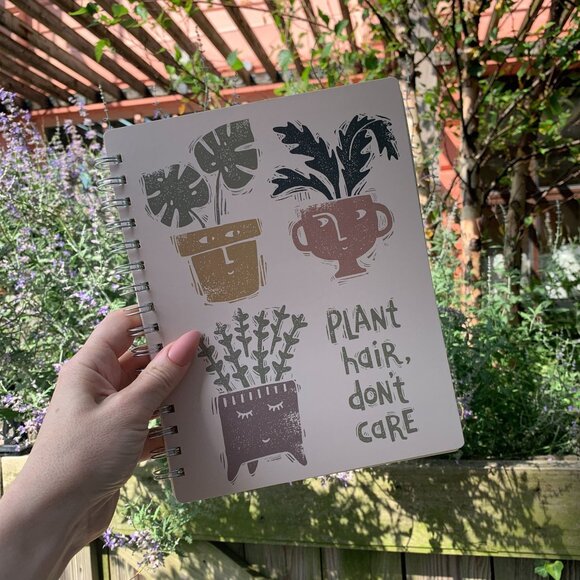 Plant Hair Don't Care Spiral Notebook | Art on Both Sides | 9" x 7" | 120 Lined - Picture 1 of 7